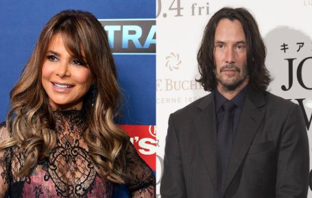 A collage of Paula Abdul and Keanu.